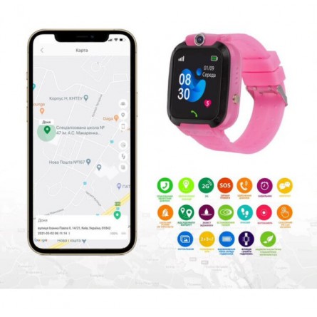 Smart годинник AmiGo GO007 FLEXI GPS Pink фото №4