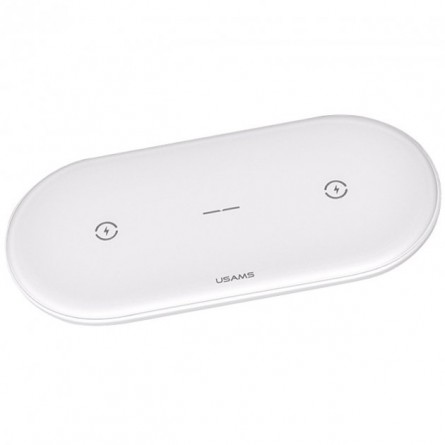 Зарядное утсройство Usams CD120 Dual Coil Wireless Charger for Mobile Phones&Earbuds White