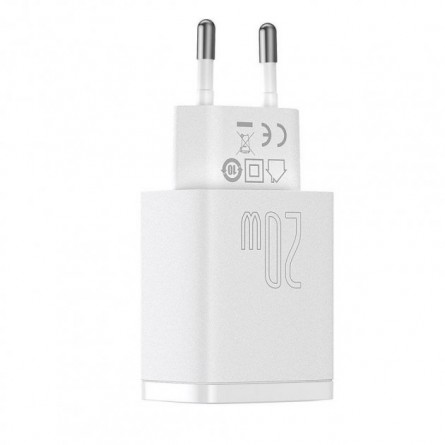 МЗП Baseus Compact Quick Charger USB-A/Type-C QC&PD3.0 20W (CCXJ-B02) White фото №3