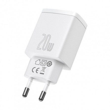 МЗП Baseus Compact Quick Charger USB-A/Type-C QC&PD3.0 20W (CCXJ-B02) White