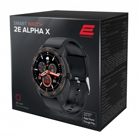 Smart часы 2E Alpha X 46 mm Black-Orange (2Е-CWW30BKOR) фото №3
