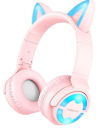 Наушники Borofone BO15 Cat Ear Wireless Headphones Pink