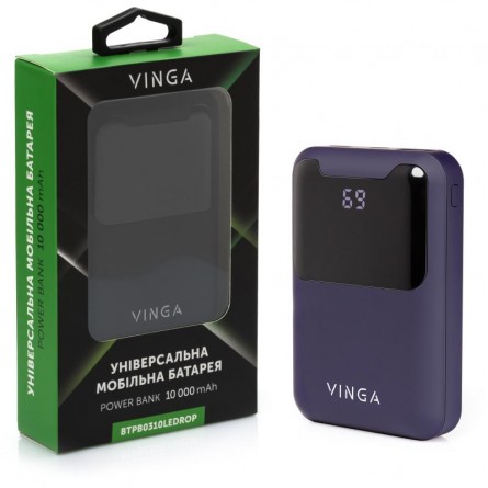 Мобільна батарея Vinga 10000 mAh Display soft touch purple (BTPB0310LEDROP) фото №6