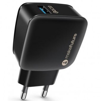 Зображення МЗП MakeFuture 1 USB (3A) Quick Charge Black (MCW-11BK)