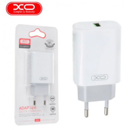 МЗП XO L85D single USB QC3.0 18W 3A White