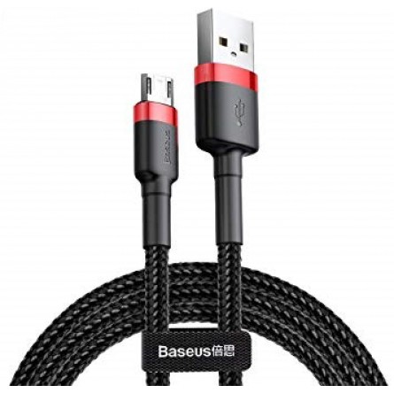 Зображення Baseus Cafule Cable USB For Micro 1.5A 2m Red Black - зображення 1