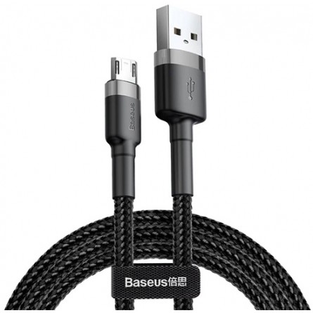 Зображення Baseus Cafule Cable USB For Micro 1.5A 2m Gray Black - зображення 1
