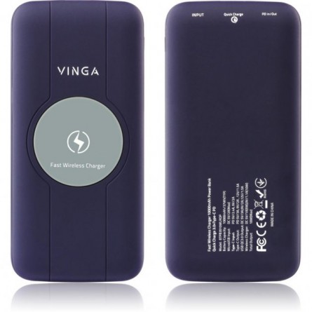 Мобільна батарея Vinga 10000 mAh Wireless QC3.0 PD soft touch purple (BTPB3510WLROP) фото №7