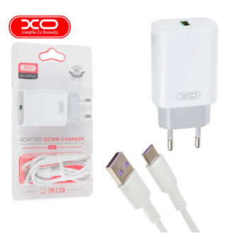 Зображення МЗП XO L85D single USB QC3.0 18W 3A with Type-C cable White