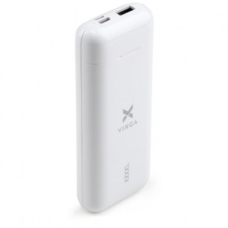 Мобільна батарея Vinga 10000 mAh glossy white (VPB1MWH)
