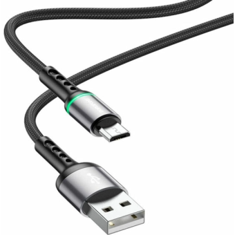 Изображение Borofone BU33 USB to Micro 2.4A, 1.2m, nylon, aluminum connectors, light indicator, Black
