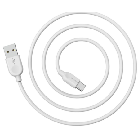 Borofone BX14 USB to Type-C 2.4A, 1m, PVC, TPE connectors, White фото №2