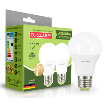 Изображение Лампочка Euroelectric LED Лампа ЕКО A60 12W E27 3000K акція 1 1 (25)