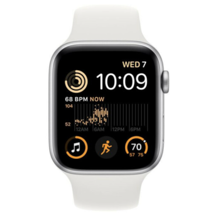 Smart часы Apple WATCH SE 2 GPS 44MM SILVER ALUMINUM CASE WITH WHITE SPORT BAND M/L (MNTJ3) фото №2