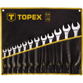 Зображення Ключ Topex гайкові , набір 12 од., комбіновані, 13-32 мм, CrV, чохол-скручування