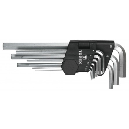 Ключ Topex шестигранні , набір 9 од., 1.5-10 мм, довгі
