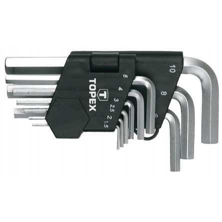Ключ Topex шестигранні , набір 9 од., 1.5-10 мм, короткі
