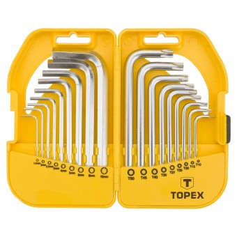 Изображение Ключ Topex шестигранні та Torx , набір 18 од., 1.5-10 мм, T10-T50, короткі