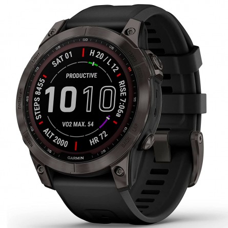 Smart часы Garmin Garmin Fenix 7 Sapphire Solar Carbon Gray DLC Titanium with Black Band (010-02540-20)