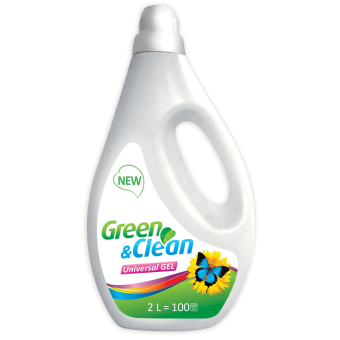 Изображение Гель для стирки Green&Clean Гель для прання кольорових та білих речей Universal, 2 л/100 прань