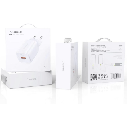 СЗУ Charome C11 Pure PD QC 3.0 30W Charger  White фото №2