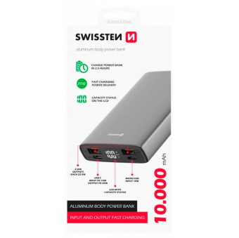 Изображение Мобильная батарея Swissten Aluminium 10000 mAh 20W Power Delivery grey
