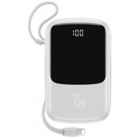 Мобільна батарея Baseus Cable Q Pow Display Power bank 10000mAh 15W White