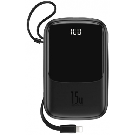 Мобильная батарея Baseus Q Pow Cable Lighting 10000mAh 15W Black