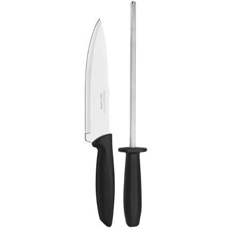 Набор ножей Tramontina TRAMONTINA PLENUS black 2 предмети (ніж 178мм,мусат) (23498/011) фото №2