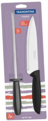 Набор ножей Tramontina TRAMONTINA PLENUS black 2 предмети (ніж 178мм,мусат) (23498/011)