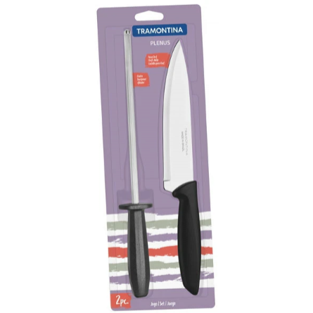Набор ножей Tramontina TRAMONTINA PLENUS black 2 предмети (ніж 178мм,мусат) (23498/011)