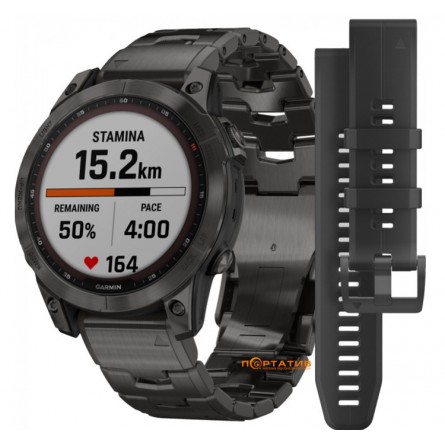Smart годинник Garmin fenix 7 Sapph Sol, Carbon Gray DLC Ti w/DLC Ti Bracelet, GPS (010-02540-39) фото №6