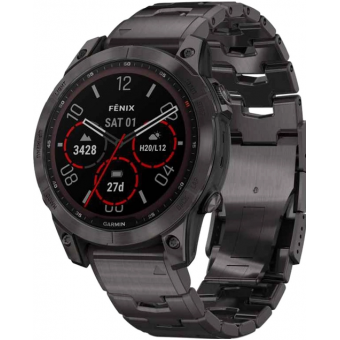 Зображення Smart годинник Garmin fenix 7 Sapph Sol, Carbon Gray DLC Ti w/DLC Ti Bracelet, GPS (010-02540-39)