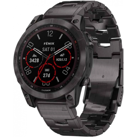 Smart годинник Garmin fenix 7 Sapph Sol, Carbon Gray DLC Ti w/DLC Ti Bracelet, GPS (010-02540-39)