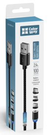 Colorway USB - 3в1 (Lightning MicroUSB Type-C) Magnetic 2.4А 1м чорний (CW-CBUU020-BK) фото №5