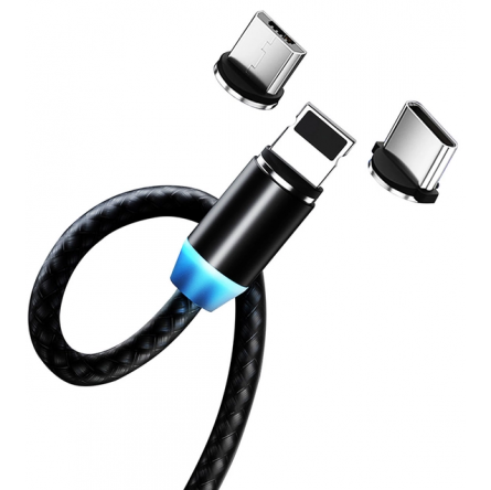 Colorway USB - 3в1 (Lightning MicroUSB Type-C) Magnetic 2.4А 1м чорний (CW-CBUU020-BK) фото №2