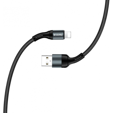 Colorway USB - Apple Lightning (nylon) 2.4А 1м чорний (CW-CBUL045-BK) фото №3