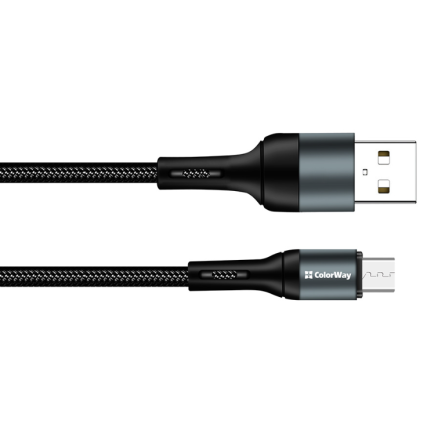 Colorway USB - MicroUSB (nylon) 2.4А 1м чорний (CW-CBUM045-BK) фото №5
