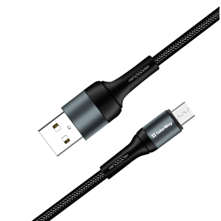 Colorway USB - MicroUSB (nylon) 2.4А 1м чорний (CW-CBUM045-BK) фото №6