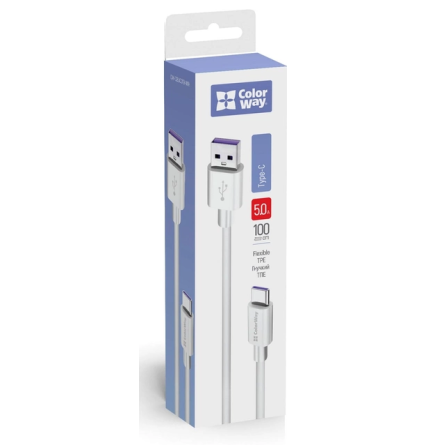 Colorway USB - Type-C (Fast Charging) 5.0А 1м білий (CW-CBUC019-WH)