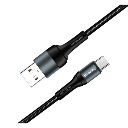 Colorway USB - Type-C (nylon) 2.4А 1м чорний (CW-CBUC045-BK) фото №6