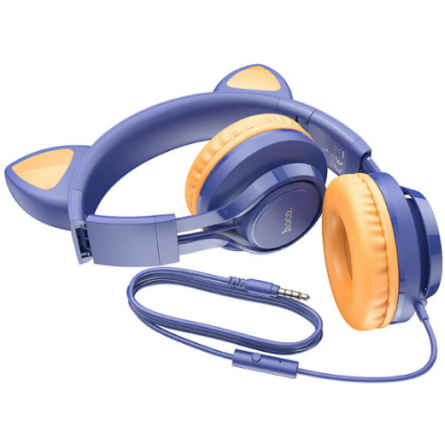 Наушники Hoco W36 Cat ear headphones with mic Midnight Blue фото №3
