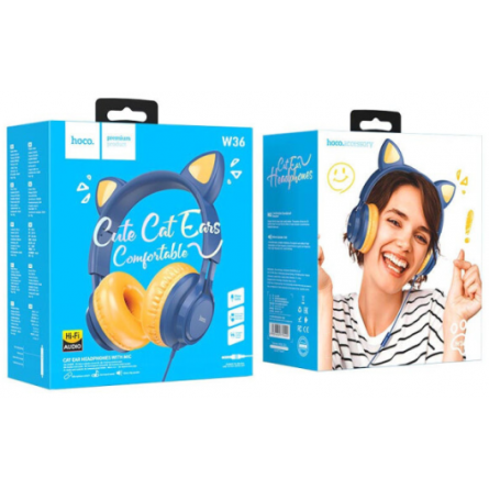 Наушники Hoco W36 Cat ear headphones with mic Midnight Blue фото №4