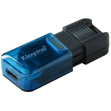 Флешка Kingston USB 3.2 DT 80M 64GB Type-C Black/Blue фото №2