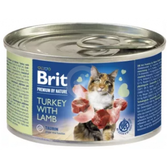Зображення Паштет для котів Brit Premium by Nature Cat з індичкою та ягнятим 200 г (8595602545049)