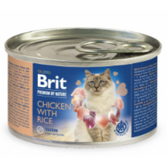 Изображение Паштет для котів Brit Premium by Nature Cat з куркою та рисом 200 г (8595602545056)
