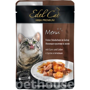Изображение Вологий корм для котів Edel Cat гуска та печінка 100 г (4003024179994)