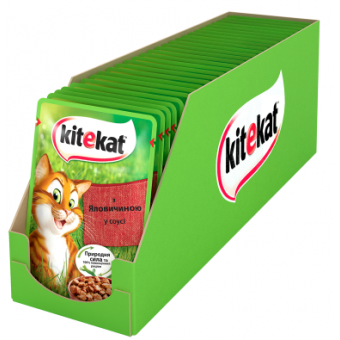 Изображение Вологий корм для котів Kitekat З яловичиною 100 г (3065890144910)