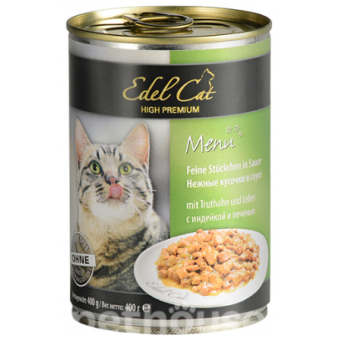 Изображение Консерва для котів Edel Консервы для кошек  Cat индейка и печень в соусе 400 г (4003024173039)