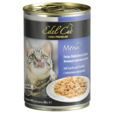 Консерва для котів Edel Консервы для кошек  Cat лосось и форель в соусе 400 г (4003024173053)